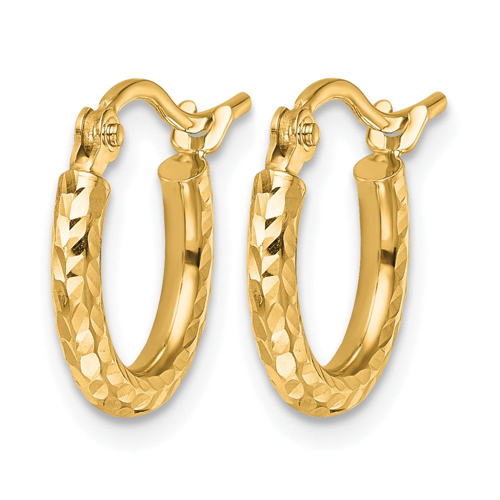 10K Gelbgold Diamantiert 2mm Rund Röhre Creolen