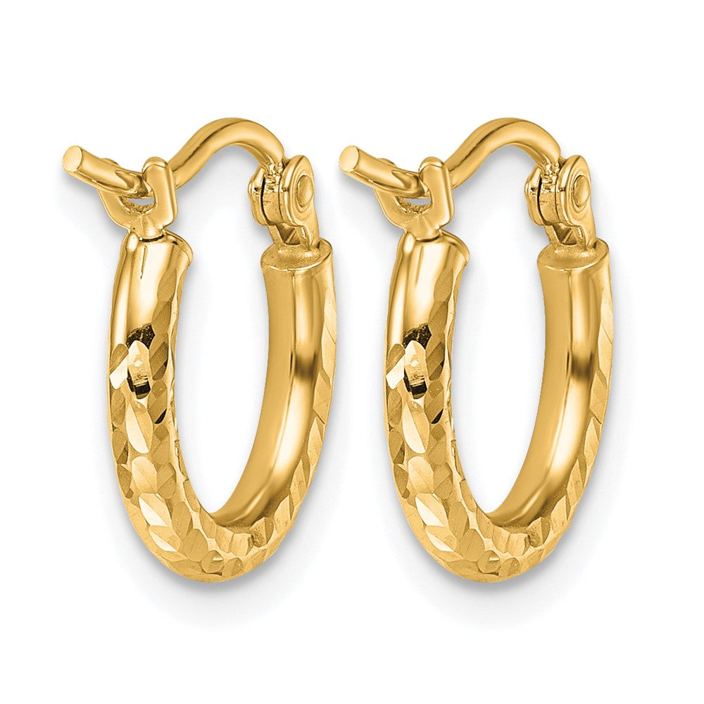 10K Gelbgold Diamantiert 2mm Rund Röhre Creolen