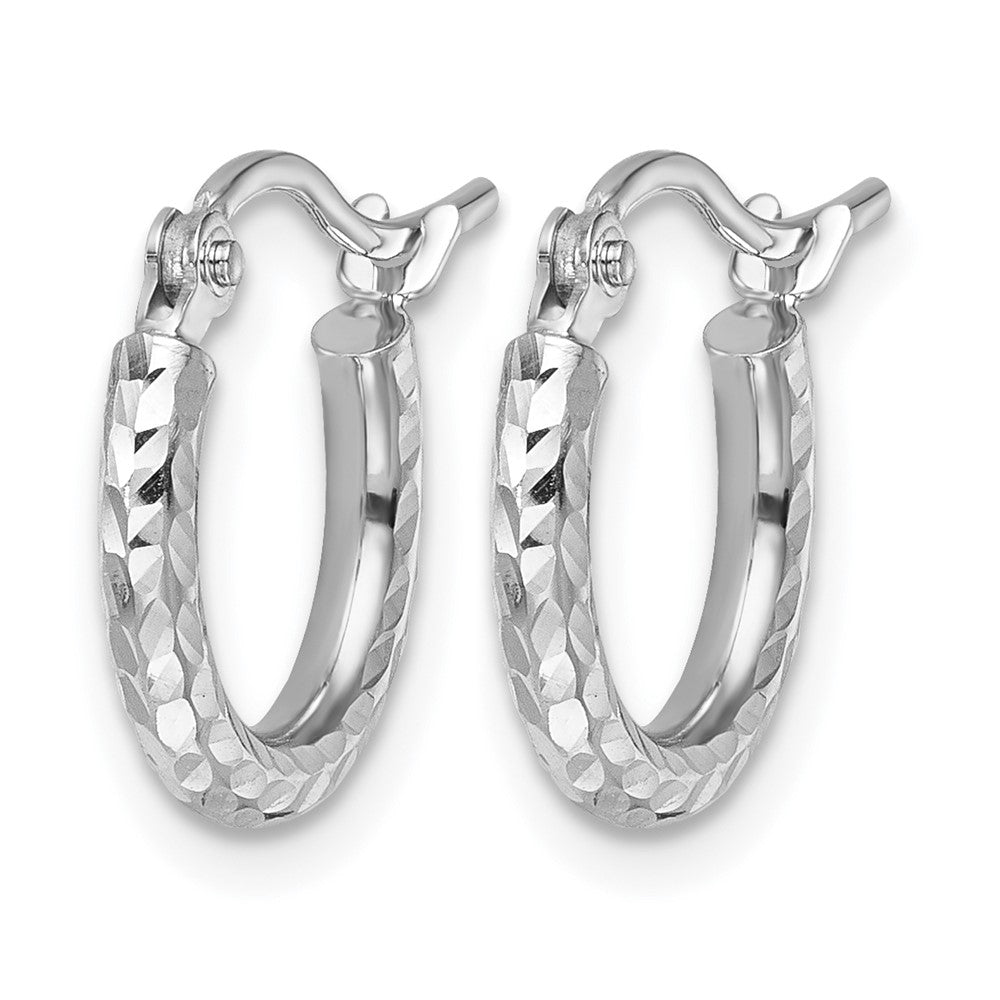 10K Weißgold Diamantiert 2mm Rund Röhre Creolen