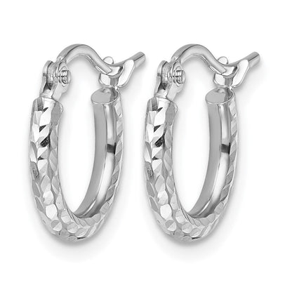 10K Weißgold Diamantiert 2mm Rund Röhre Creolen