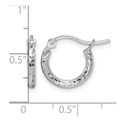 10K Weißgold Diamantiert 2mm Rund Röhre Creolen