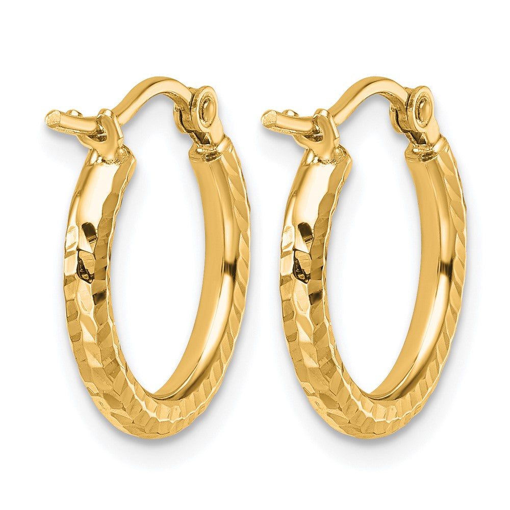 10K Gelbgold Diamantiert 2mm Rund Röhre Creolen