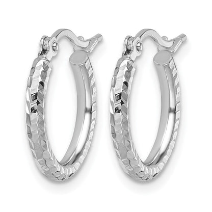10K Weißgold Diamantiert 2mm Rund Röhre Creolen