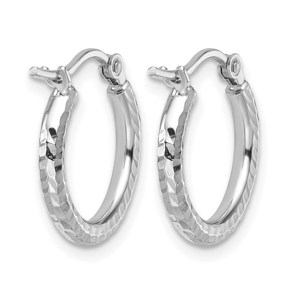 10K Weißgold Diamantiert 2mm Rund Röhre Creolen