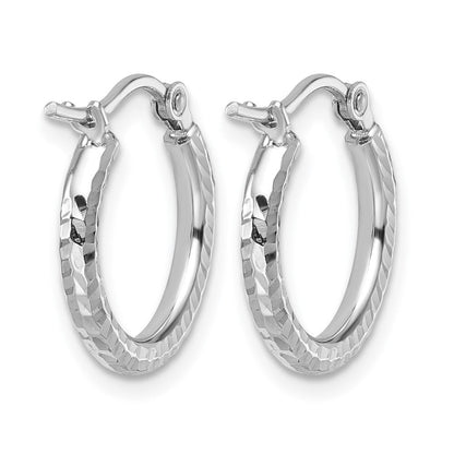 10K Weißgold Diamantiert 2mm Rund Röhre Creolen