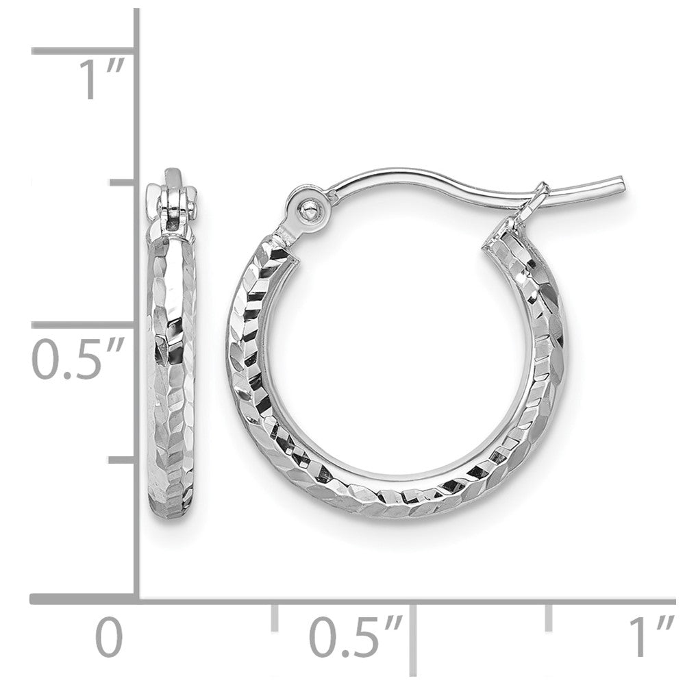 10K Weißgold Diamantiert 2mm Rund Röhre Creolen