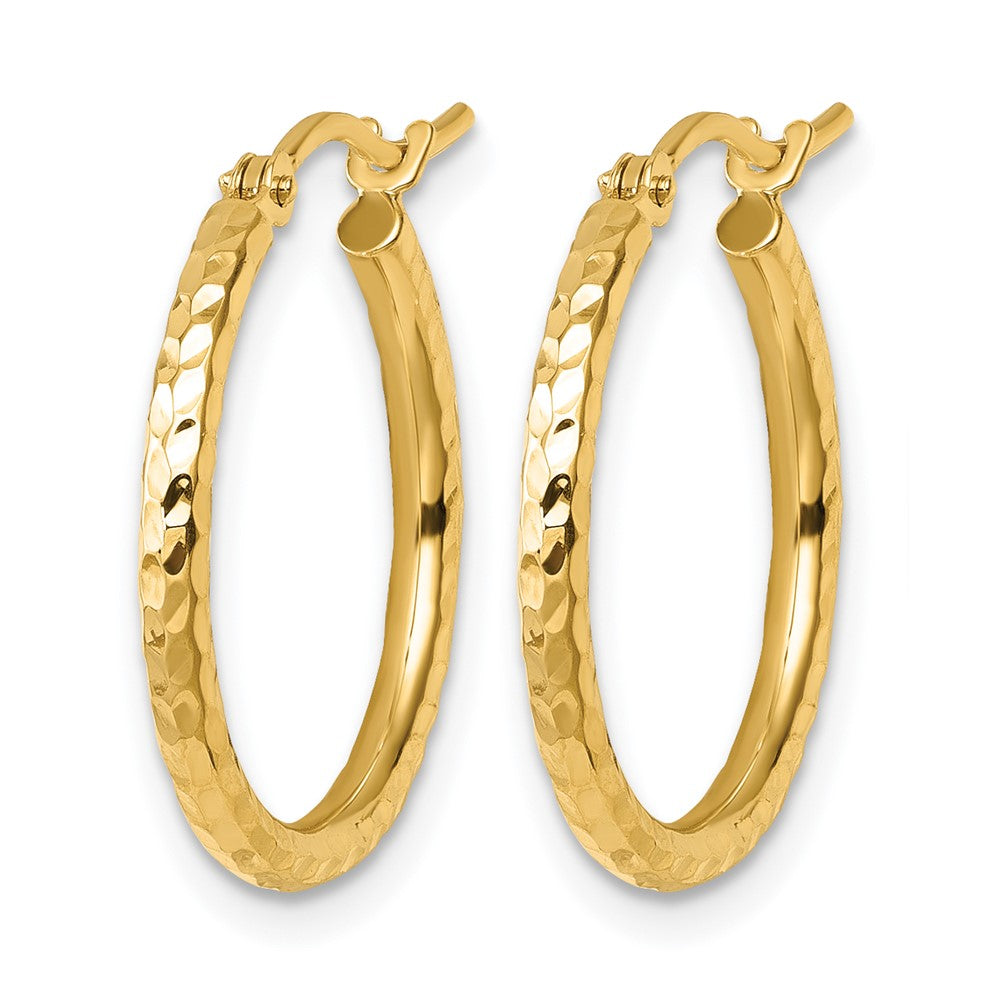 10K Gelbgold Diamantiert 2mm Rund Röhre Creolen