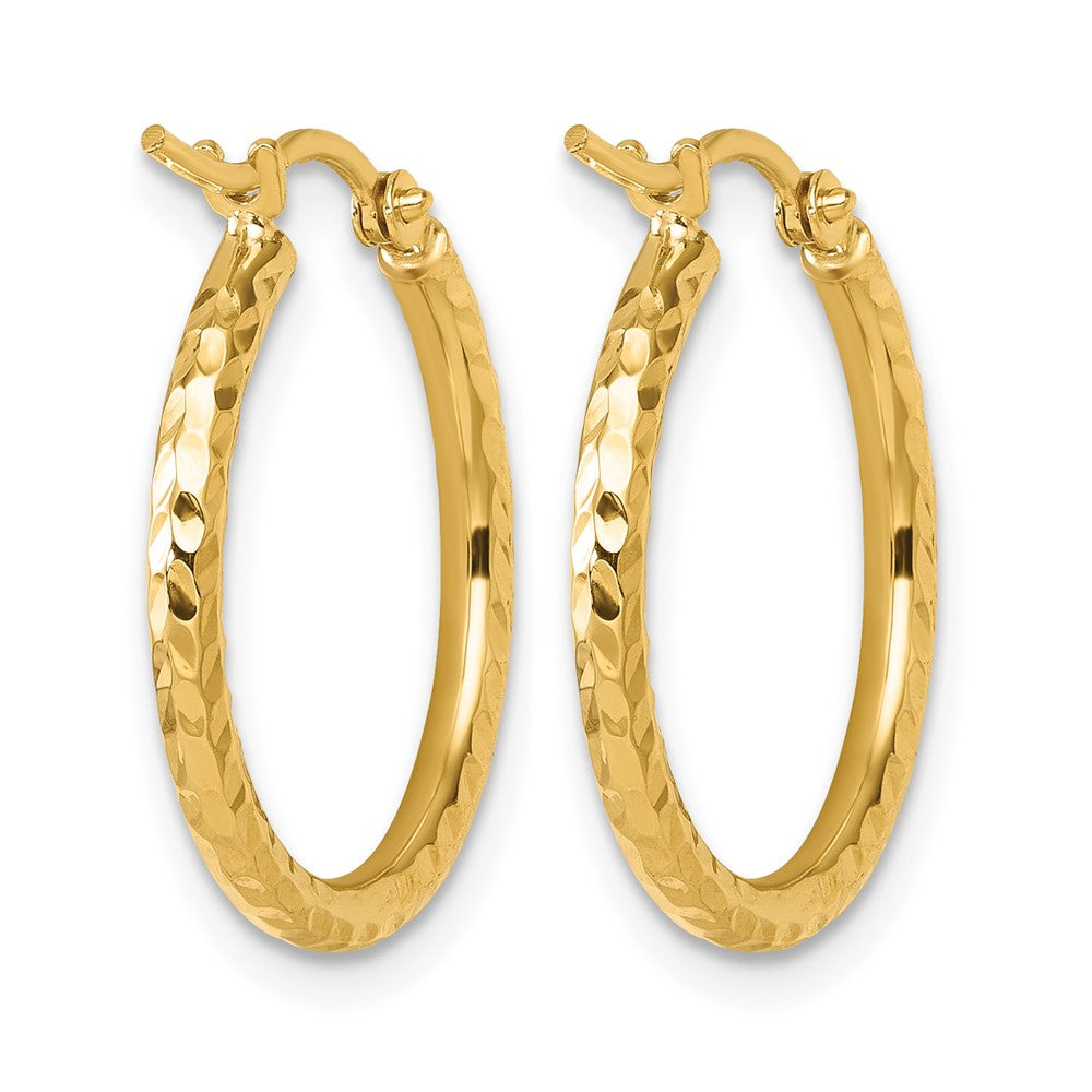 10K Gelbgold Diamantiert 2mm Rund Röhre Creolen