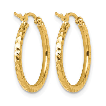 10K Gelbgold Diamantiert 2mm Rund Röhre Creolen
