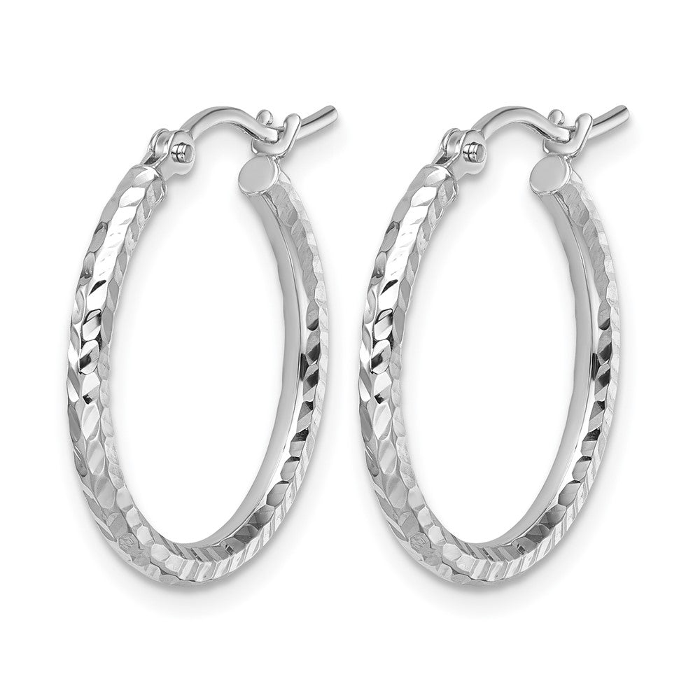 10K Weißgold Diamantiert 2mm Rund Röhre Creolen