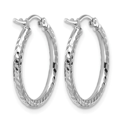 10K Weißgold Diamantiert 2mm Rund Röhre Creolen