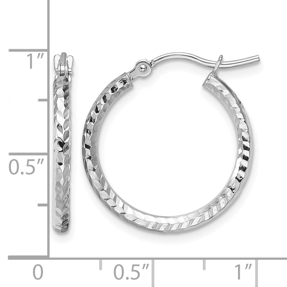 10K Weißgold Diamantiert 2mm Rund Röhre Creolen