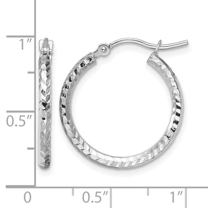 10K Weißgold Diamantiert 2mm Rund Röhre Creolen