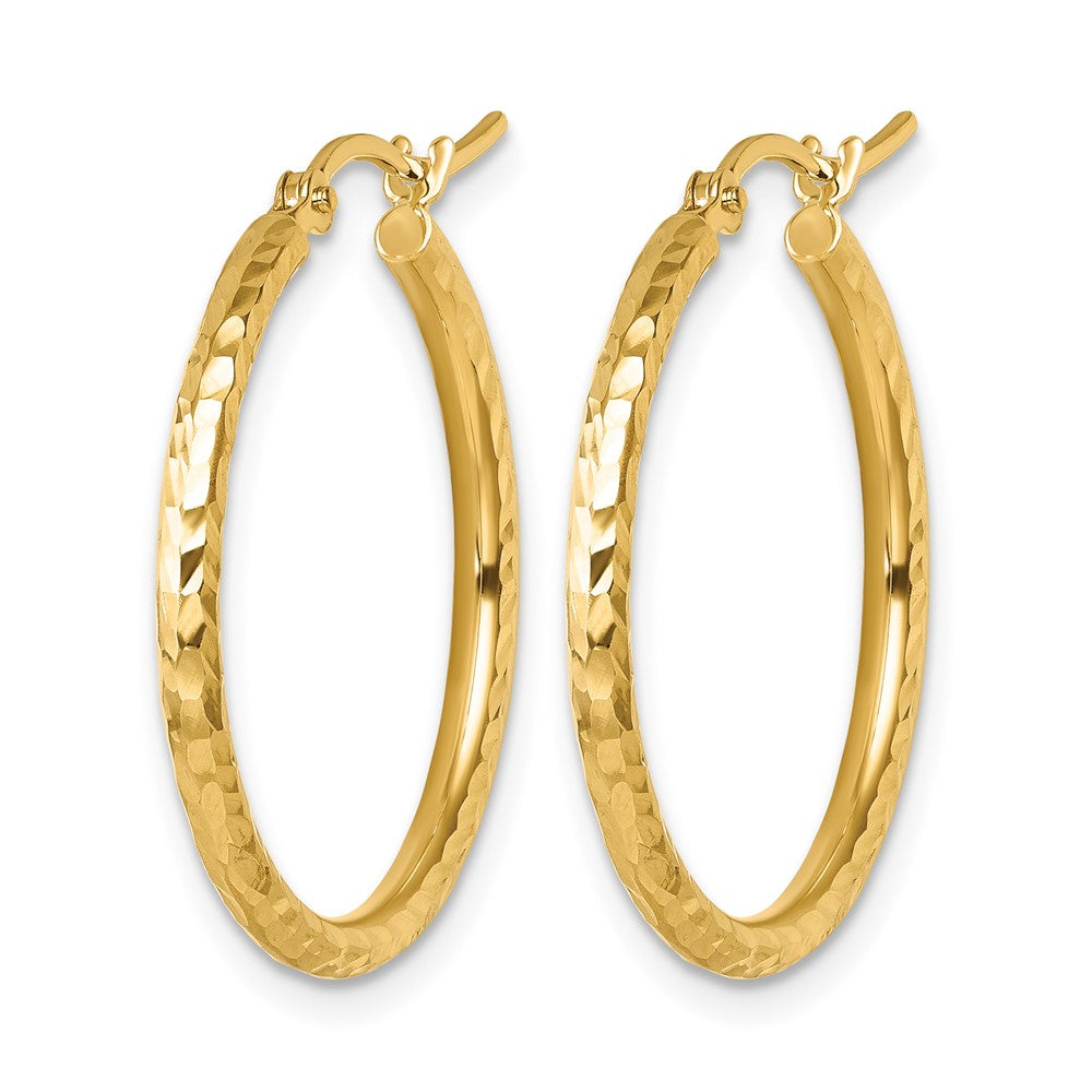 10K Gelbgold Diamantiert 2mm Rund Röhre Creolen