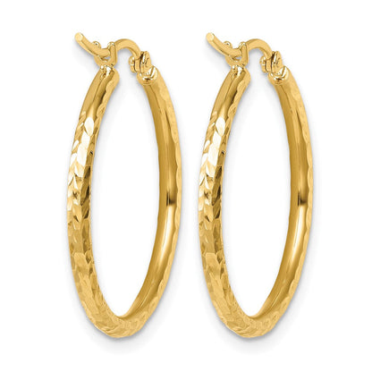 10K Gelbgold Diamantiert 2mm Rund Röhre Creolen