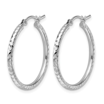 10K Weißgold Diamantiert 2mm Rund Röhre Creolen
