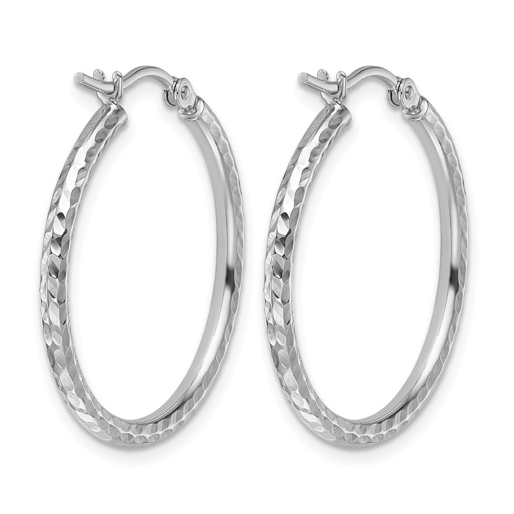 10K Weißgold Diamantiert 2mm Rund Röhre Creolen