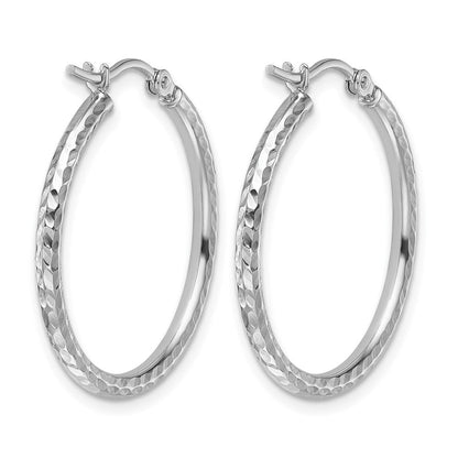 10K Weißgold Diamantiert 2mm Rund Röhre Creolen