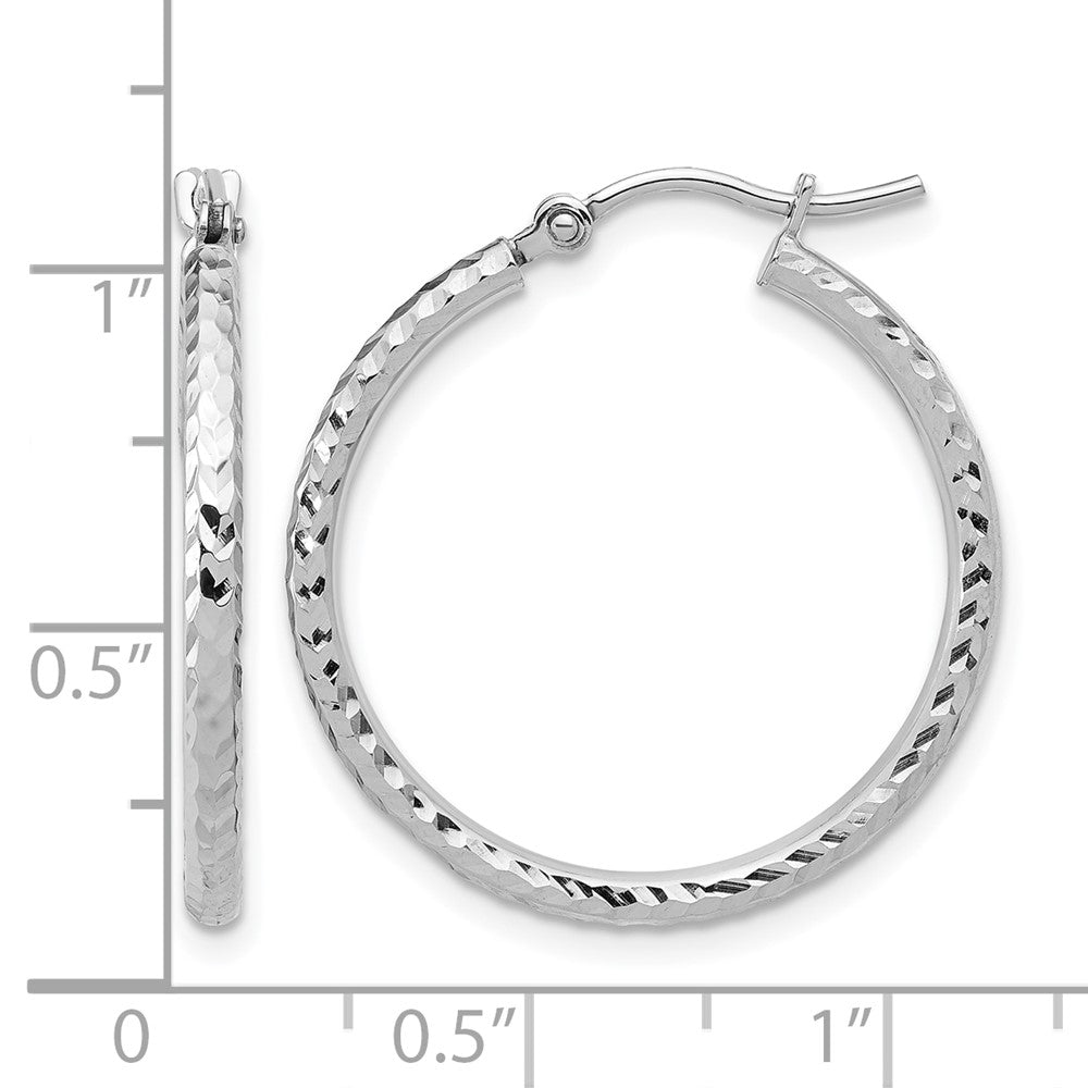 10K Weißgold Diamantiert 2mm Rund Röhre Creolen