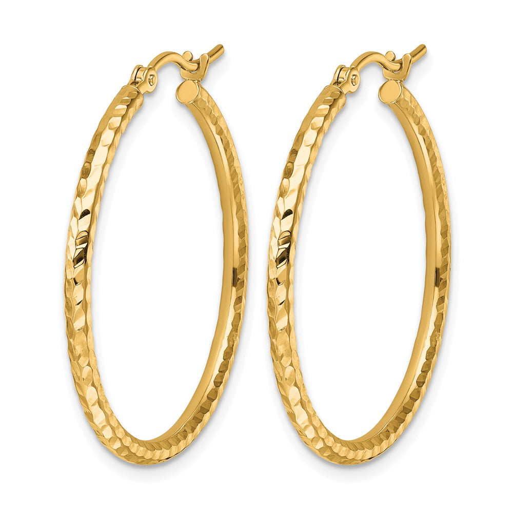 10K Gelbgold Diamantiert 2mm Rund Röhre Creolen