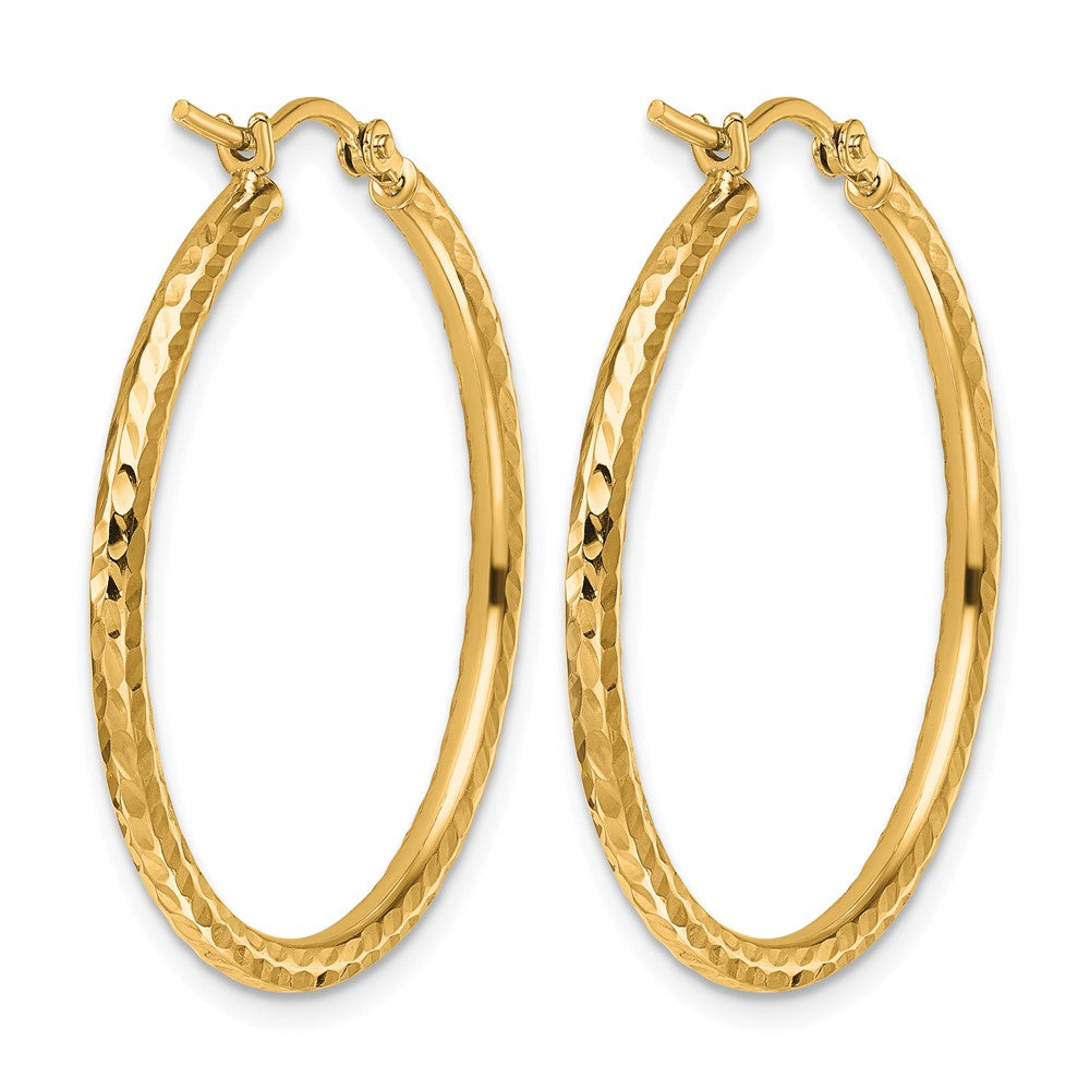 10K Gelbgold Diamantiert 2mm Rund Röhre Creolen
