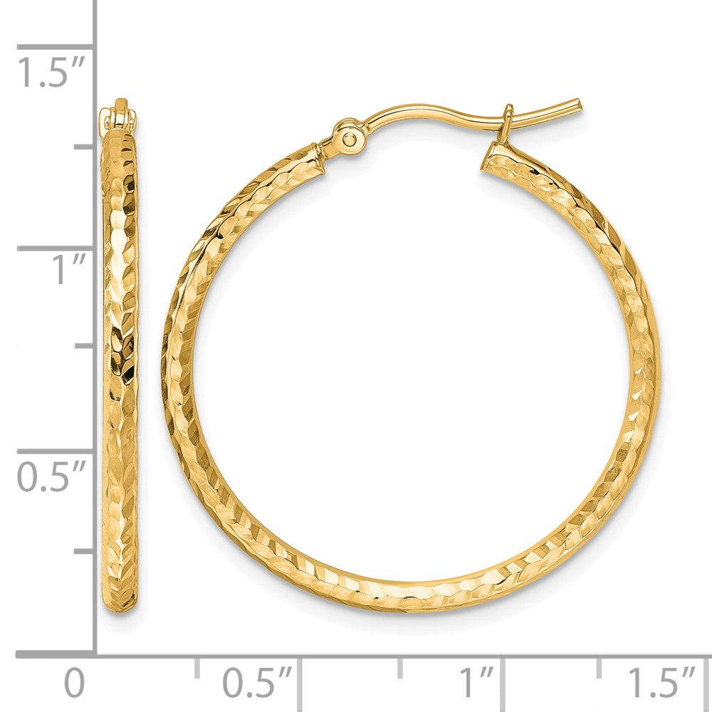 10K Gelbgold Diamantiert 2mm Rund Röhre Creolen