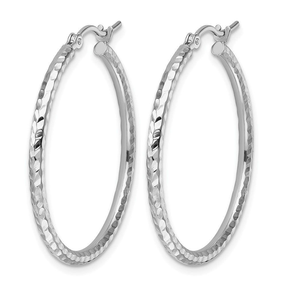 10K Weißgold Diamantiert 2mm Rund Röhre Creolen