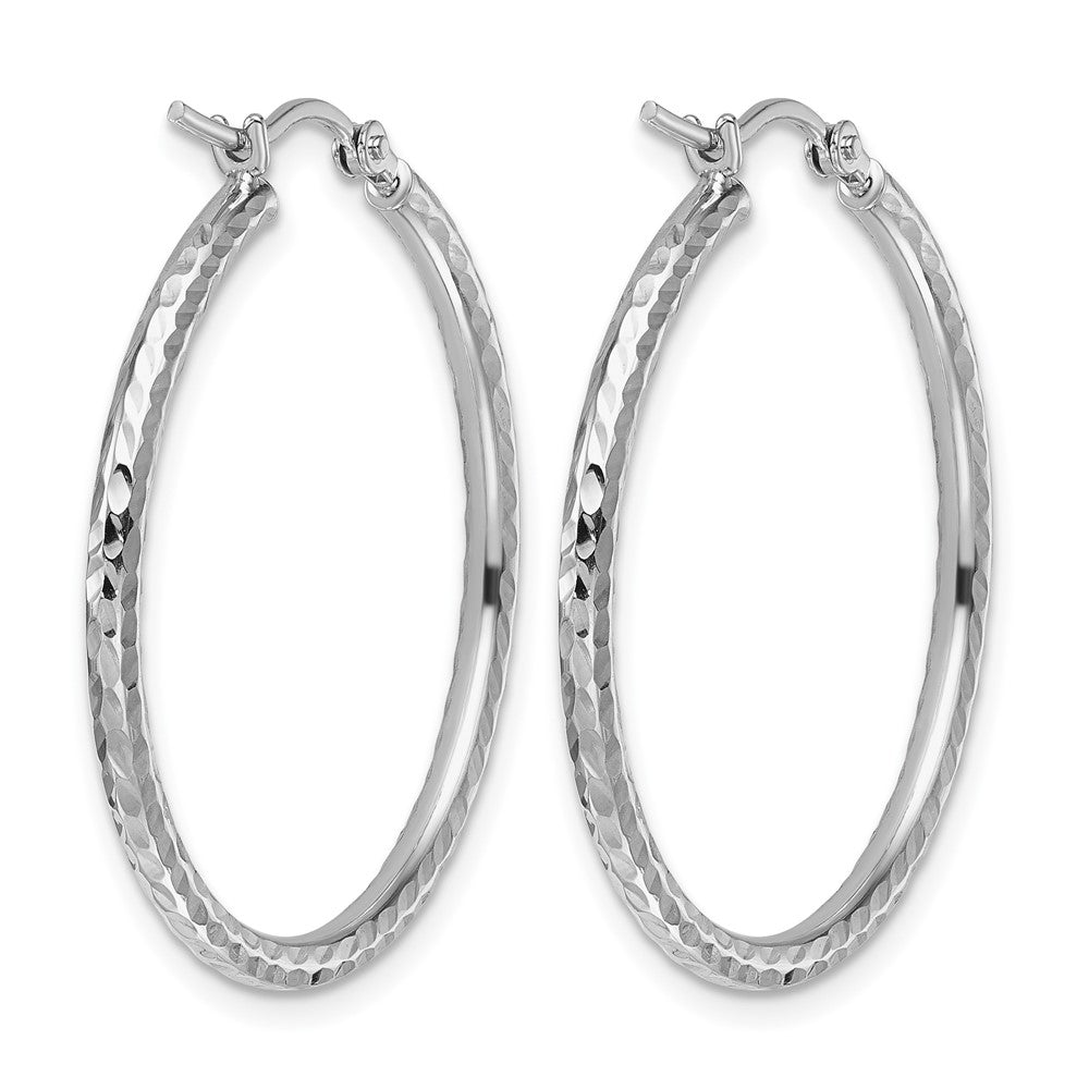 10K Weißgold Diamantiert 2mm Rund Röhre Creolen