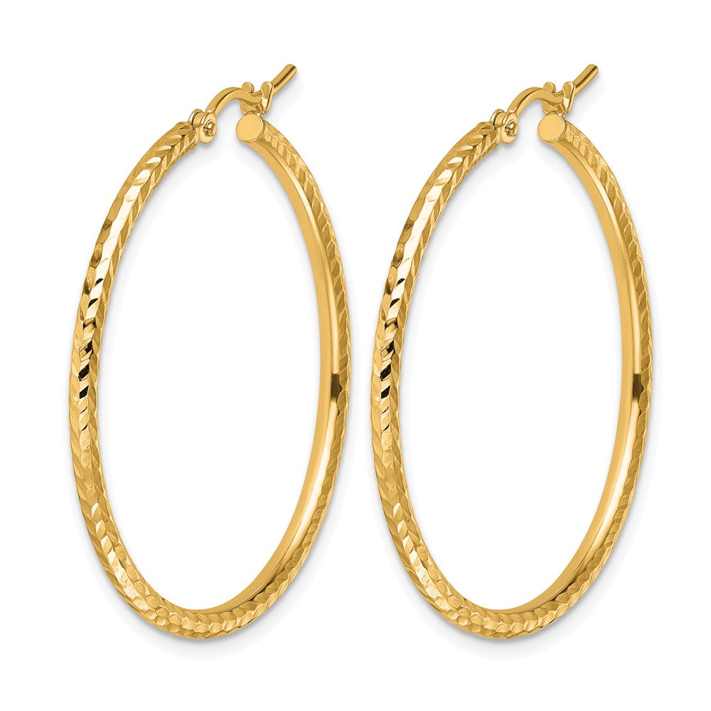 10K Gelbgold Diamantiert 2mm Rund Röhre Creolen