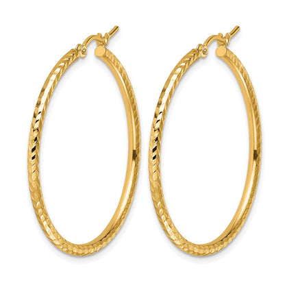 10K Gelbgold Diamantiert 2mm Rund Röhre Creolen