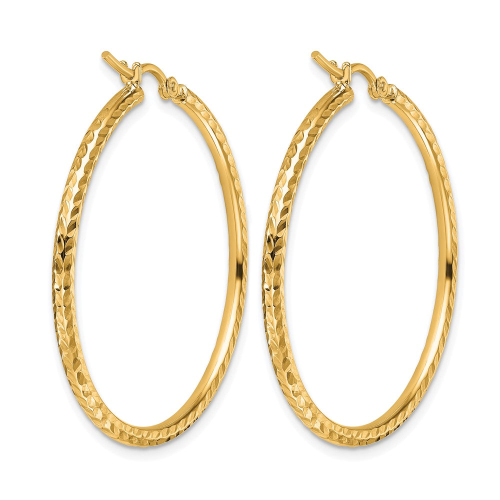 10K Gelbgold Diamantiert 2mm Rund Röhre Creolen