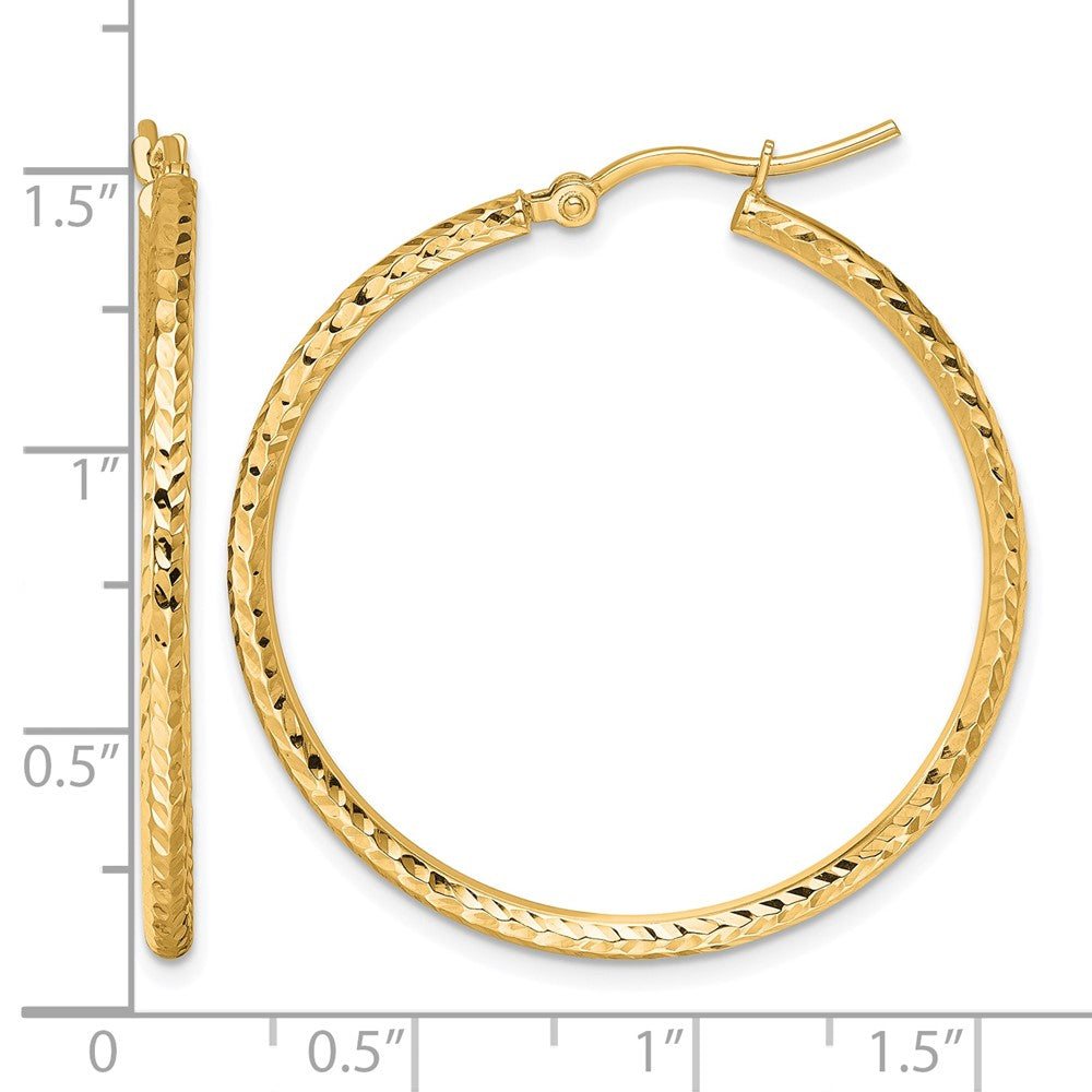 10K Gelbgold Diamantiert 2mm Rund Röhre Creolen