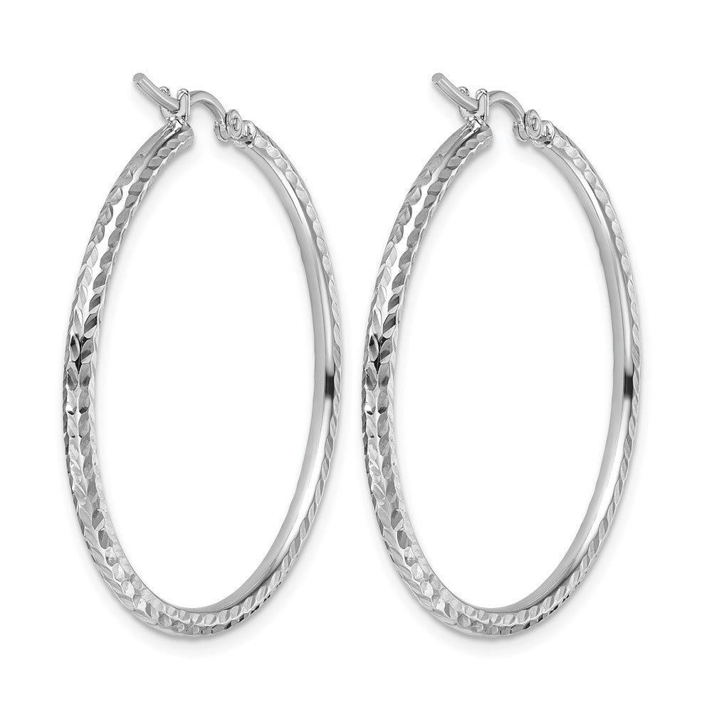 10K Weißgold Diamantiert 2mm Rund Röhre Creolen