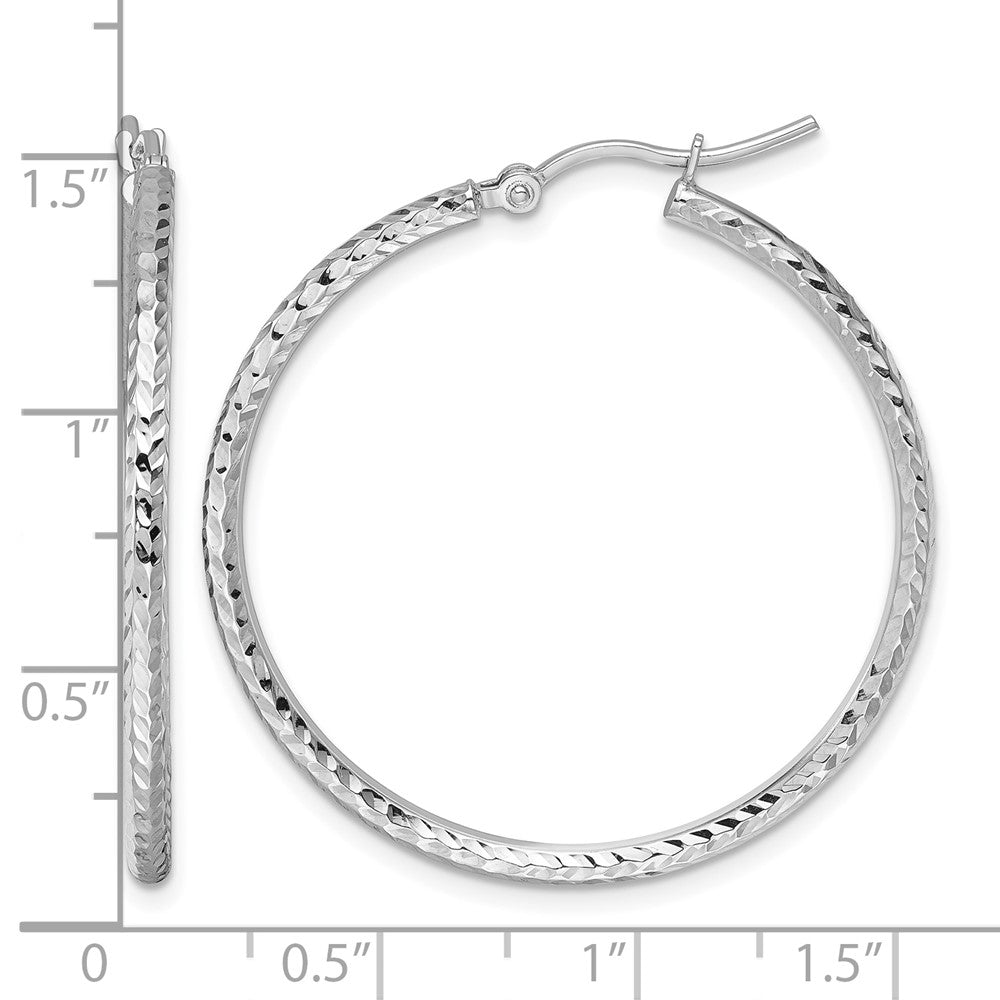 10K Weißgold Diamantiert 2mm Rund Röhre Creolen