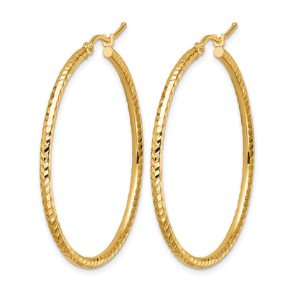 10K Gelbgold Diamantiert 2mm Rund Röhre Creolen