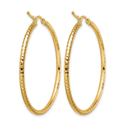10K Gelbgold Diamantiert 2mm Rund Röhre Creolen