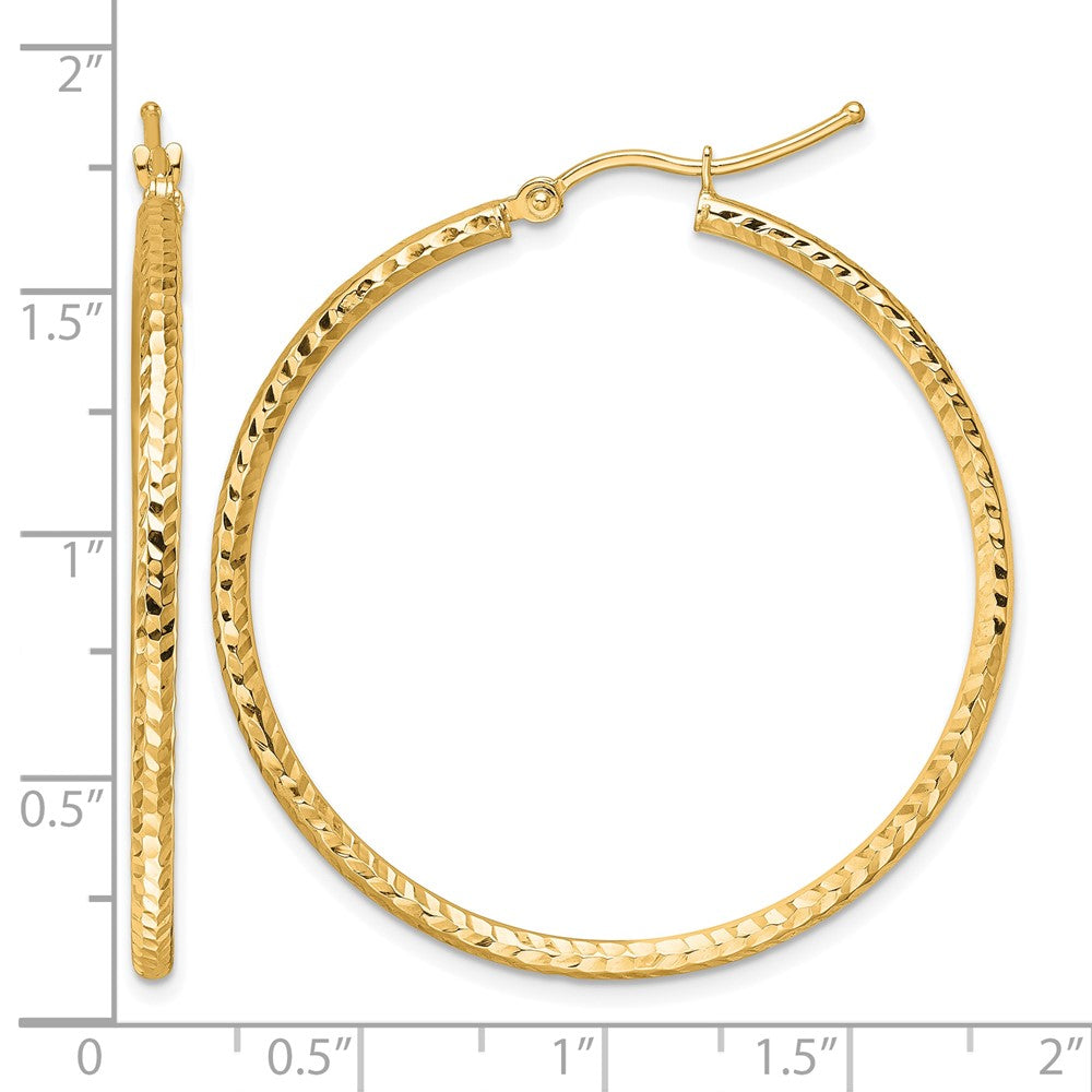 10K Gelbgold Diamantiert 2mm Rund Röhre Creolen