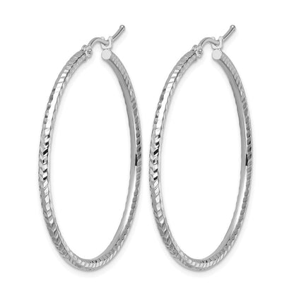 10K Weißgold Diamantiert 2mm Rund Röhre Creolen