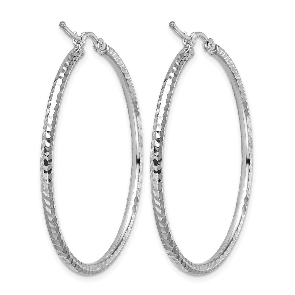 10K Weißgold Diamantiert 2mm Rund Röhre Creolen