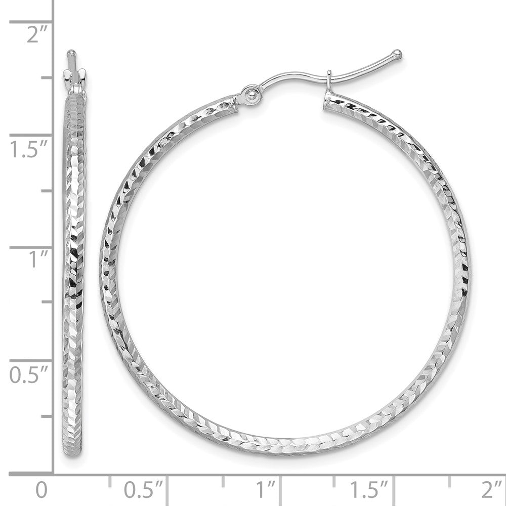 10K Weißgold Diamantiert 2mm Rund Röhre Creolen
