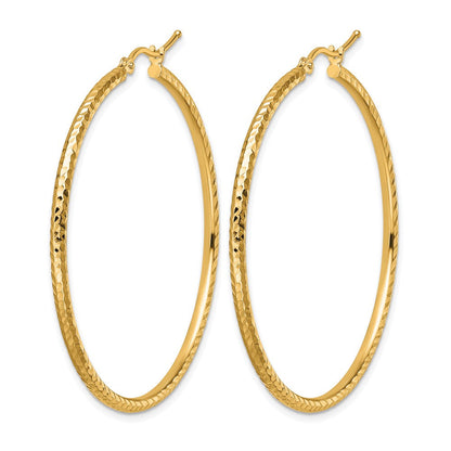 10K Gelbgold Diamantiert 2mm Rund Röhre Creolen