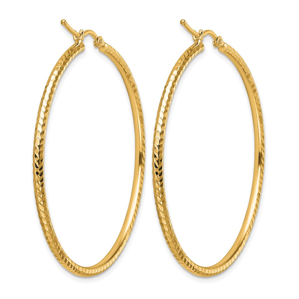 10K Gelbgold Diamantiert 2mm Rund Röhre Creolen