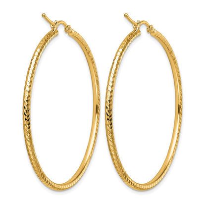 10K Gelbgold Diamantiert 2mm Rund Röhre Creolen