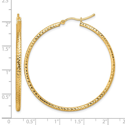 10K Gelbgold Diamantiert 2mm Rund Röhre Creolen