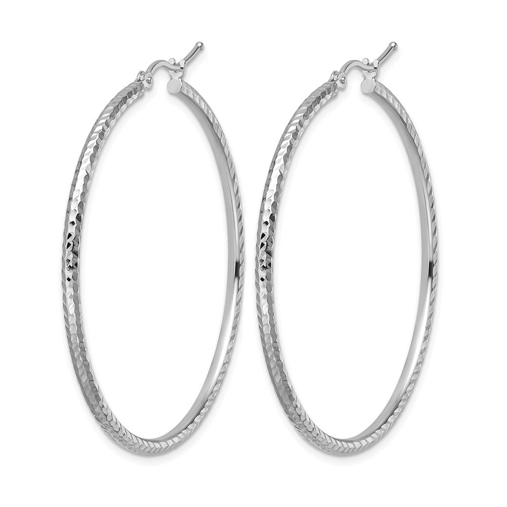 10K Weißgold Diamantiert 2mm Rund Röhre Creolen
