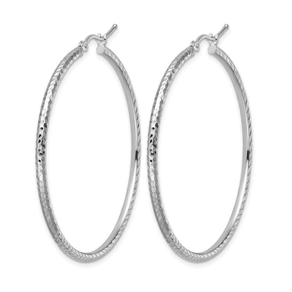 10K Weißgold Diamantiert 2mm Rund Röhre Creolen