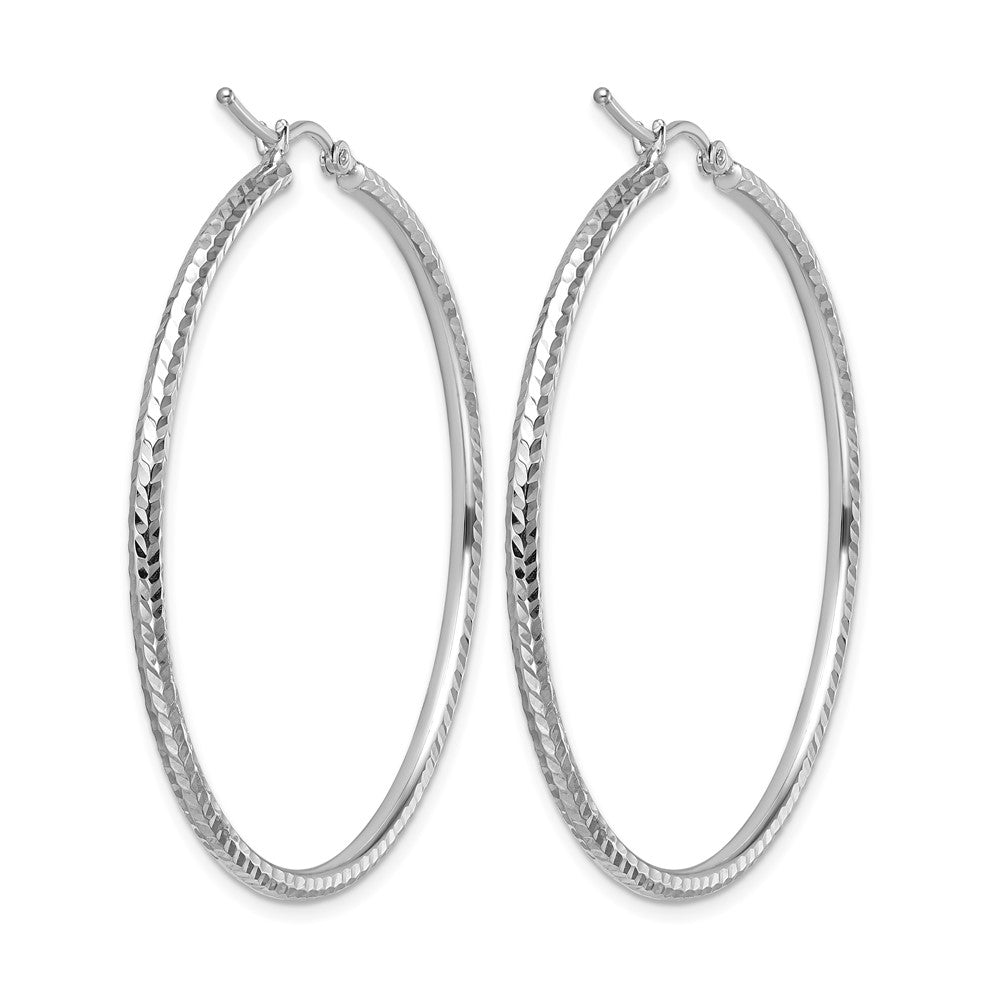 10K Weißgold Diamantiert 2mm Rund Röhre Creolen