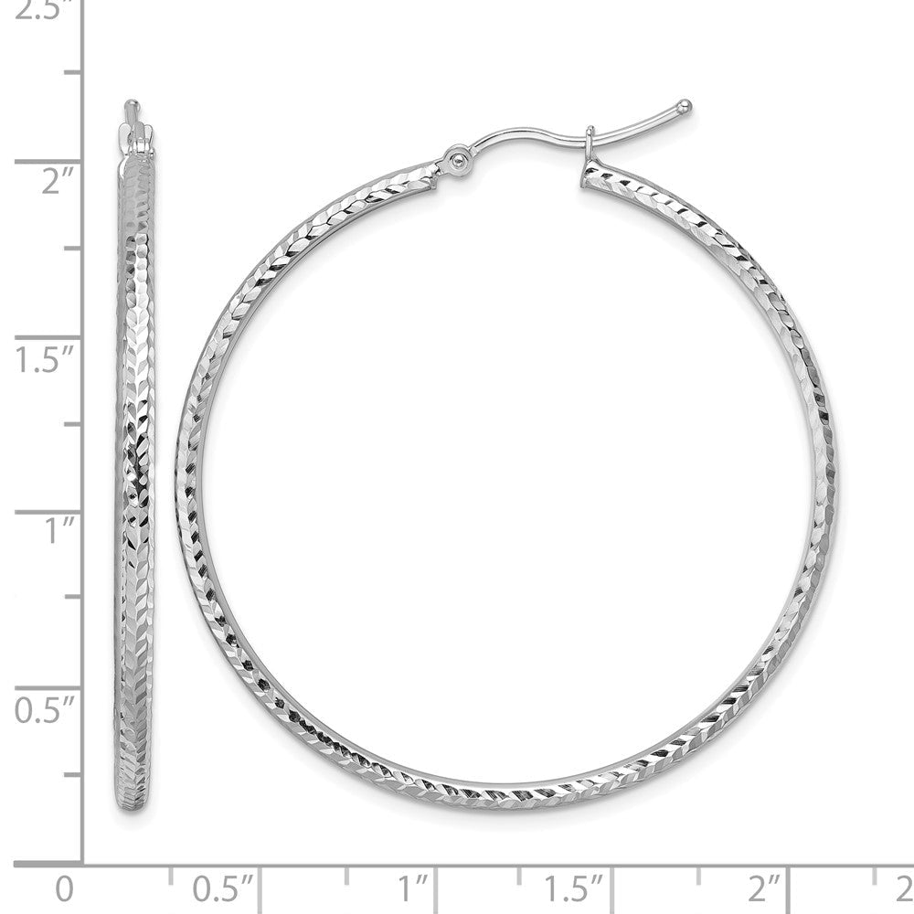10K Weißgold Diamantiert 2mm Rund Röhre Creolen