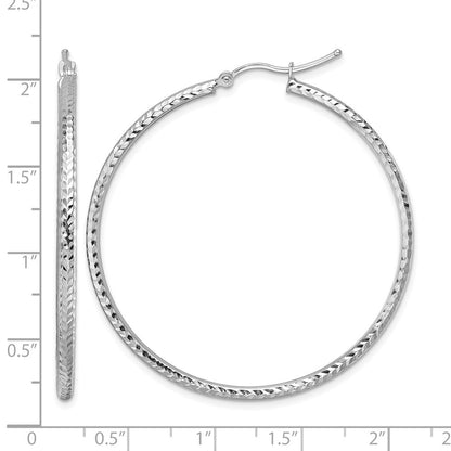 10K Weißgold Diamantiert 2mm Rund Röhre Creolen