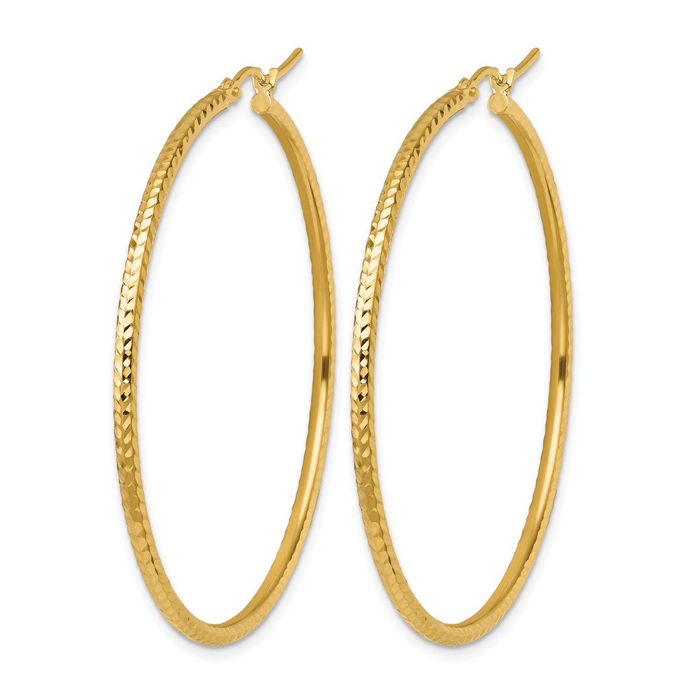 10K Gelbgold Diamantiert 2mm Rund Röhre Creolen